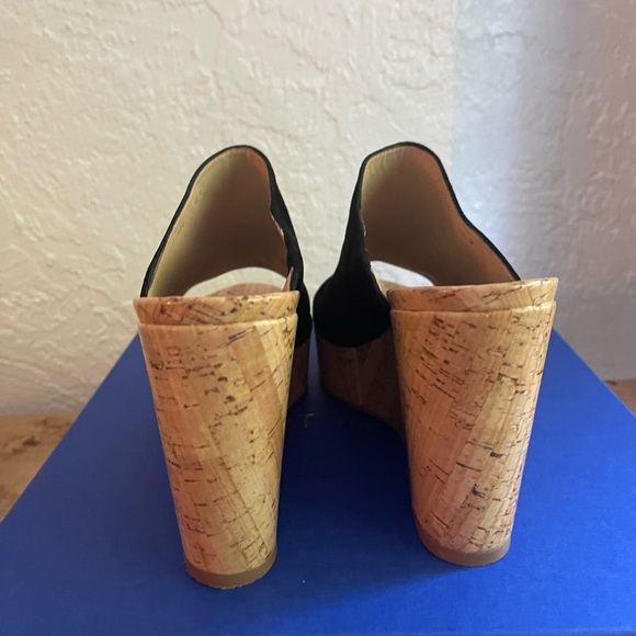 Stuart Weitzman Black Suede Cork Wedges - Picture 7 of 14